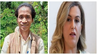 Nagaland's L Hangthing (Left) and Shaikha A J Al Sabah from Kuwait are among the Padma Shri awardees. Nagaland's L Hangthing (Left) and Shaikha A J Al Sabah from Kuwait are among the Padma Shri awardees.