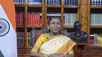 President Droupadi Murmu addresses the nation on the eve of 76th Republic Day (PTI) President Droupadi Murmu addresses the nation on the eve of 76th Republic Day (PTI)