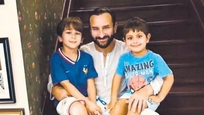 Saif Ali Khan with sons Taimur and Jehangir Saif Ali Khan with sons Taimur and Jehangir