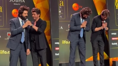 Shah Rukh and Kartik Aaryan spoke at the IIFA event. Shah Rukh and Kartik Aaryan spoke at the IIFA event.