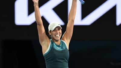 Madison Keys of the U.S. celebrates after winning the final against Belarus' Aryna Sabalenka (REUTERS)