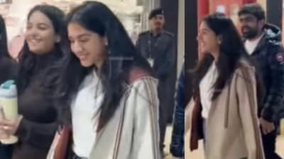 Radhika Merchant was spotted at Jamnagar Mall with friends in a viral video. (Instagram/ambani_update) Radhika Merchant was spotted at Jamnagar Mall with friends in a viral video. (Instagram/ambani_update)