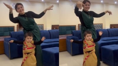 A heartwarming video of a mother-daughter duo performing Bihu dance went viral. (Instagram/priyankamiley) A heartwarming video of a mother-daughter duo performing Bihu dance went viral. (Instagram/priyankamiley)