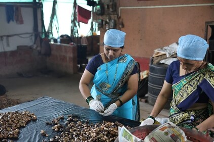 Women at a self-help group processing cashew in Sindhudurg, Maharashtra (WWB)