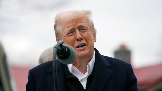 President Donald Trump speaks as he meets with homeowners affected by Hurricane Helene in Swannanoa, N.C., Friday, Jan. 24, 2025. President Donald Trump speaks as he meets with homeowners affected by Hurricane Helene in Swannanoa, N.C., Friday, Jan. 24, 2025.