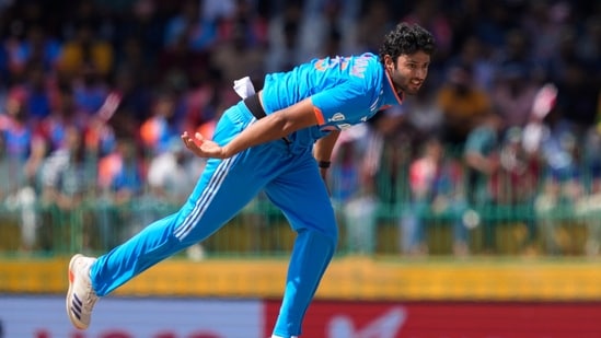 India'a Shivam Dube bowls a delivery during the third ODI cricket match between Sri Lanka and India in Colombo, Sri Lanka, Wednesday, Aug. 7, 2024 (AP)