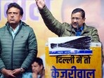AAP National Convenor Arvind Kejriwal addresses a public meeting in support of party Narela Assembly Constituency candidate Sharad Chauhan for the Delhi Assembly election, in New Delhi on Saturday. AAP National Convenor Arvind Kejriwal addresses a public meeting in support of party Narela Assembly Constituency candidate Sharad Chauhan for the Delhi Assembly election, in New Delhi on Saturday.