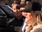 Melania Trump speaking to LA wildfire victims during her California visit with Donald Trump.
