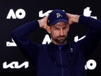 Serbia's Novak Djokovic during a press conference after retiring from his semi final match against Germany's Alexander Zverev