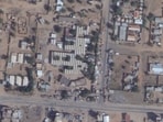 This satellite photo from Planet Labs PBC shows the Saudi Teaching Maternal Hospital, center, in El Fasher, Sudan, Saturday, Jan. 25, 2025. 