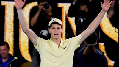 Jannik Sinner of Italy celebrates after defeating Alexander Zverev of Germany in the men's singles final at the Australian Open (AP) Jannik Sinner of Italy celebrates after defeating Alexander Zverev of Germany in the men's singles final at the Australian Open (AP)