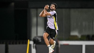 Nitish Kumar Reddy has been ruled out of the five-match T20I series against England due to side strain. (Photo by R.Satish BABU / AFP) (AFP)