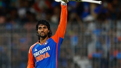 India's Tilak Varma celebrates after hitting four runs to win the game (REUTERS)