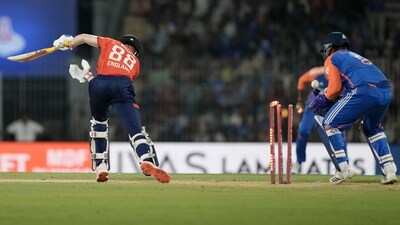 Ravichandran Ashwin didn't mince his words as he brutally roasted Harry Brook. The England batter has lost his wicket to Varun Chakravarthy on two occasions. (AP Photo/Mahesh Kumar A.) (AP) Ravichandran Ashwin didn't mince his words as he brutally roasted Harry Brook. The England batter has lost his wicket to Varun Chakravarthy on two occasions. (AP Photo/Mahesh Kumar A.) (AP)