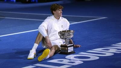 Jannik Sinner’s victory made him the youngest to defend the Australian Open title since Jim Courier (1992-93). (AP)
