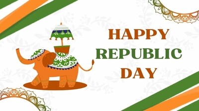 India celebrates its Republic Day on January 26. This year, it falls on a Sunday. In 2025, the nation is marking its 76th Republic Day. Here are some images that you can share with your friends and family to celebrate this day. (Image by Canva) India celebrates its Republic Day on January 26. This year, it falls on a Sunday. In 2025, the nation is marking its 76th Republic Day. Here are some images that you can share with your friends and family to celebrate this day. (Image by Canva)