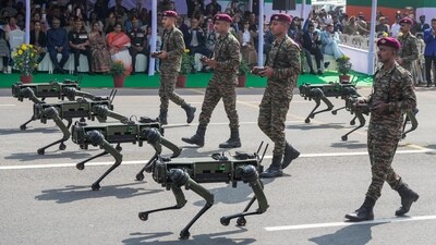 Kolkata: Robotic Mules being displayed by the Indian Army during Republic Day Parade, in Kolkata, Sunday, January 26, 2025. (PTI) Kolkata: Robotic Mules being displayed by the Indian Army during Republic Day Parade, in Kolkata, Sunday, January 26, 2025. (PTI)