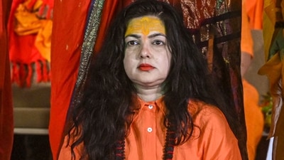 Mamta Kulkarni performed rituals as she was consecrated as a mahamandaleshwar in Prayagraj. (PTI) Mamta Kulkarni performed rituals as she was consecrated as a mahamandaleshwar in Prayagraj. (PTI)
