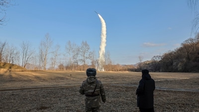 North Korean leader Kim Jong-un looks on during the test of what KCNA described as a strategic cruise missile, at an undisclosed location, January 25, 2025 (REUTERS)