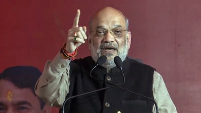 Amit Shah speaks during a public meeting for the upcoming Delhi assembly elections, at Narela. Amit Shah speaks during a public meeting for the upcoming Delhi assembly elections, at Narela.