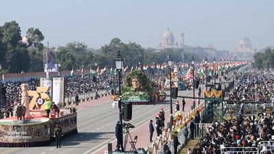 The Republic Day Parade 2025 at Kartavya Path in the capital took place on a warm, sunny day. (Arvind Yadav/ Hindustan Times) The Republic Day Parade 2025 at Kartavya Path in the capital took place on a warm, sunny day. (Arvind Yadav/ Hindustan Times)