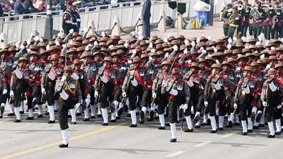 Republic Day 2025: The R-day Parade displays India's cultural legacy and military prowess via the tableaux and coordinated marches by contingents. (Hindustan Times/Arvind Yadav) Republic Day 2025: The R-day Parade displays India's cultural legacy and military prowess via the tableaux and coordinated marches by contingents. (Hindustan Times/Arvind Yadav)