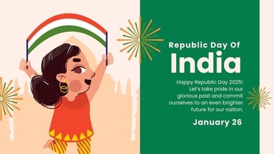 Every year, a theme is decided for the Republic Day, which is followed by various states and government departments. This year, the is Swarnim Bharat – Virasat aur Vikas' (Golden India – Heritage and Development). (Image by Canva) Every year, a theme is decided for the Republic Day, which is followed by various states and government departments. This year, the is Swarnim Bharat – Virasat aur Vikas' (Golden India – Heritage and Development). (Image by Canva)