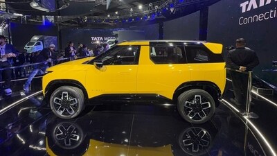 The Tata Sierra headlined the conversations around the Auto Expo 2025 on the first day. The near-production version of the SUV was unveiled to the public at the venue with the original Tata Sierra on display for quick reference. (HT Photo) The Tata Sierra headlined the conversations around the Auto Expo 2025 on the first day. The near-production version of the SUV was unveiled to the public at the venue with the original Tata Sierra on display for quick reference. (HT Photo)