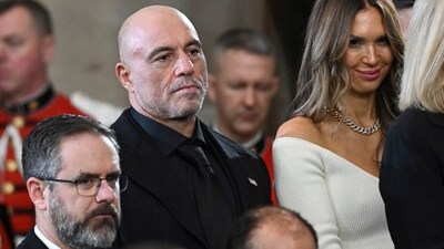 Joe Rogan stands for a benediction after President Donald Trump was sworn in during the 60th Presidential Inauguration in the Rotunda of the U.S. Capitol in Washington, Monday, Jan. 20, 2025. (Saul Loeb/Pool photo via AP) (AP) Joe Rogan stands for a benediction after President Donald Trump was sworn in during the 60th Presidential Inauguration in the Rotunda of the U.S. Capitol in Washington, Monday, Jan. 20, 2025. (Saul Loeb/Pool photo via AP) (AP)