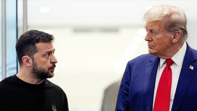 FILE - Former President Donald Trump meets with Ukraine's President Volodymyr Zelenskyy at Trump Tower. (AP) FILE - Former President Donald Trump meets with Ukraine's President Volodymyr Zelenskyy at Trump Tower. (AP)