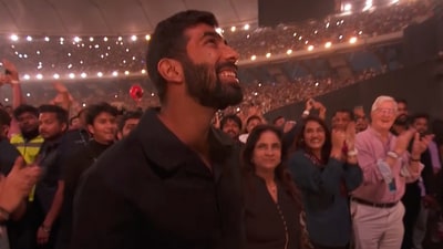 Jasprit Bumrah makes a surprise appearance during Coldplay's Ahmedabad concert (X) Jasprit Bumrah makes a surprise appearance during Coldplay's Ahmedabad concert (X)