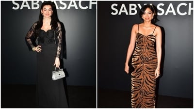 Lastly, Shalini Passi attended the show in a black silk gown and a lace-embroidered full-sleeves top. She carried a bejewelled bag and accessorised the ensemble with a statement necklace. Meanwhile, Sobhita Dhulipala wore anb animal-printed full-body length gown. Lastly, Shalini Passi attended the show in a black silk gown and a lace-embroidered full-sleeves top. She carried a bejewelled bag and accessorised the ensemble with a statement necklace. Meanwhile, Sobhita Dhulipala wore anb animal-printed full-body length gown. 