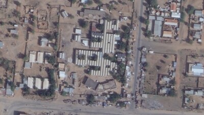 This satellite photo from Planet Labs PBC shows the Saudi Teaching Maternal Hospital, center, in El Fasher, Sudan, Saturday, Jan. 25, 2025. (AP) This satellite photo from Planet Labs PBC shows the Saudi Teaching Maternal Hospital, center, in El Fasher, Sudan, Saturday, Jan. 25, 2025. (AP)