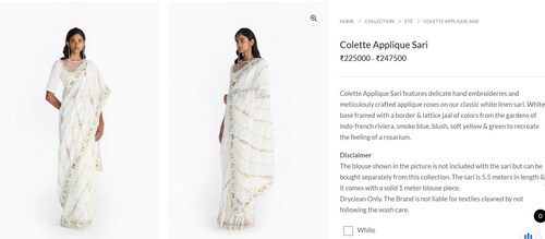 Janhvi's white linen saree comes with a price tag of ₹2,47,500 (anavila.com) Janhvi's white linen saree comes with a price tag of ₹2,47,500 (anavila.com)