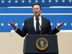 Elon Musk speaks at an indoor Presidential Inauguration parade event in Washington, Jan. 20, 2025.