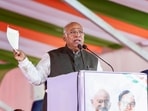 Congress chief Mallikarjun Kharge addresses the gathering during the 'Jai Bhim, Jai Bapu, Jai Samvidhan' rally, in Mhow on Monday. Congress chief Mallikarjun Kharge addresses the gathering during the 'Jai Bhim, Jai Bapu, Jai Samvidhan' rally, in Mhow on Monday.