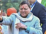 Uttarakhand chief minister Pushkar Singh Dhami during a roadshow in Dehradun. Uttarakhand chief minister Pushkar Singh Dhami during a roadshow in Dehradun.