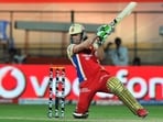 AB de Villiers blasts one through the off side AB de Villiers blasts one through the off side