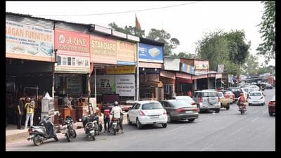 Established in 1985, the unauthorised furniture market in Chandigarh, comprising 116 shops, is occupying approximately 15 acres of agricultural land in Sectors 53 and 54. (HT Photo) Established in 1985, the unauthorised furniture market in Chandigarh, comprising 116 shops, is occupying approximately 15 acres of agricultural land in Sectors 53 and 54. (HT Photo)