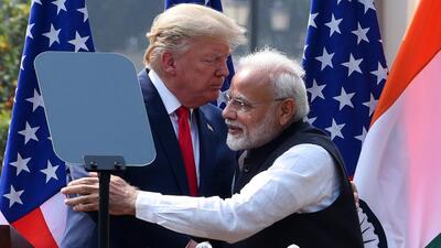 FILE PHOTO: US President Donald Trump and Prime Minister Narendra Modi greet each other after their joint statement at Hyderabad House in New Delhi on February 25, 2020. (HT Photo) FILE PHOTO: US President Donald Trump and Prime Minister Narendra Modi greet each other after their joint statement at Hyderabad House in New Delhi on February 25, 2020. (HT Photo)