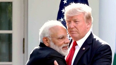 File Image from June 2017 of Prime Minister Narendra Modi and the then President of United States of America (USA) Donald Trump exchanging greetings at a joint press conference in Washington. (PTI) File Image from June 2017 of Prime Minister Narendra Modi and the then President of United States of America (USA) Donald Trump exchanging greetings at a joint press conference in Washington. (PTI)