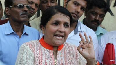 Thane, India - Aug. 26, 2015 : Social Activist Anjali Damania at thane court after alarming scam of Balganga dam project in Thane, India, on Wednesday, August 26, 2015. (Photo by Praful Gangurde) Thane, India - Aug. 26, 2015 : Social Activist Anjali Damania at thane court after alarming scam of Balganga dam project in Thane, India, on Wednesday, August 26, 2015. (Photo by Praful Gangurde)