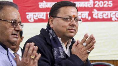 Uttarakhand chief minister Pushkar Singh Dhami during an event for implementation of the Uniform Civil Code (UCC), in Dehradun on Jan. 27 (PTI) Uttarakhand chief minister Pushkar Singh Dhami during an event for implementation of the Uniform Civil Code (UCC), in Dehradun on Jan. 27 (PTI)