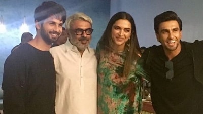 Shahid Kapoor, Deepika Padukone and Ranveer Singh with Sanjay Leela Bhansali Shahid Kapoor, Deepika Padukone and Ranveer Singh with Sanjay Leela Bhansali