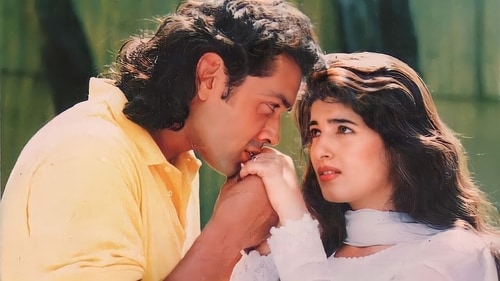Bobby Deol and Twinkle Khanna in Barsaat. Bobby Deol and Twinkle Khanna in Barsaat.