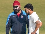 Delhi's player Virat Kohli with team coach Sarandeep Singh during a training session ahead of the Ranji Trophy 2024-25 cricket match between Delhi and Railways, at the Arun Jaitley Stadium, in New Delhi Delhi's player Virat Kohli with team coach Sarandeep Singh during a training session ahead of the Ranji Trophy 2024-25 cricket match between Delhi and Railways, at the Arun Jaitley Stadium, in New Delhi