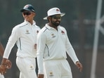 Mumbai's Rohit Sharma with Yashasvi Jaiswal celebrates the wicket of J&K cricketer on the first day of Ranji Trophy cricket match against J&K. Mumbai's Rohit Sharma with Yashasvi Jaiswal celebrates the wicket of J&K cricketer on the first day of Ranji Trophy cricket match against J&K.