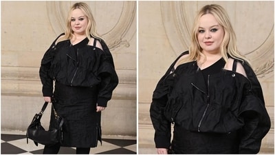 Bridgerton's Nicola Coughlan dazzles in a deconstructed bomber-style jacket with a black satin finish, layered over a black top and matching pencil skirt. (AP photo) Bridgerton's Nicola Coughlan dazzles in a deconstructed bomber-style jacket with a black satin finish, layered over a black top and matching pencil skirt. (AP photo)