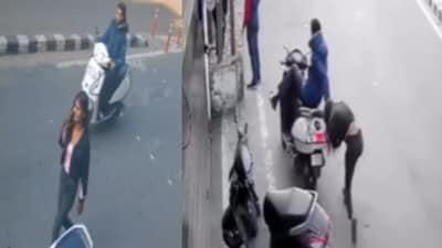 A CCTV video captured a man snatching a woman's phone in Ludhiana. (Instagram/1000thingsinludhiana) A CCTV video captured a man snatching a woman's phone in Ludhiana. (Instagram/1000thingsinludhiana)