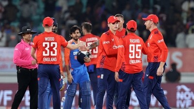 India in the end finished with a score of 145/9 with Jamie Overton and Carse picking a flurry of wickets in the last two overs. The fourth T20I will be played on January 31 in Pune.&nbsp; (REUTERS)